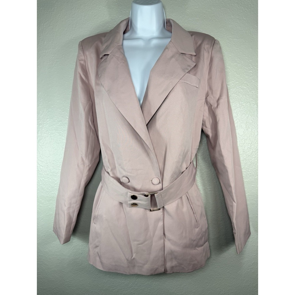 Missguided Blush Dusty Pink Belted Blazer Women's Size 8 Jacket